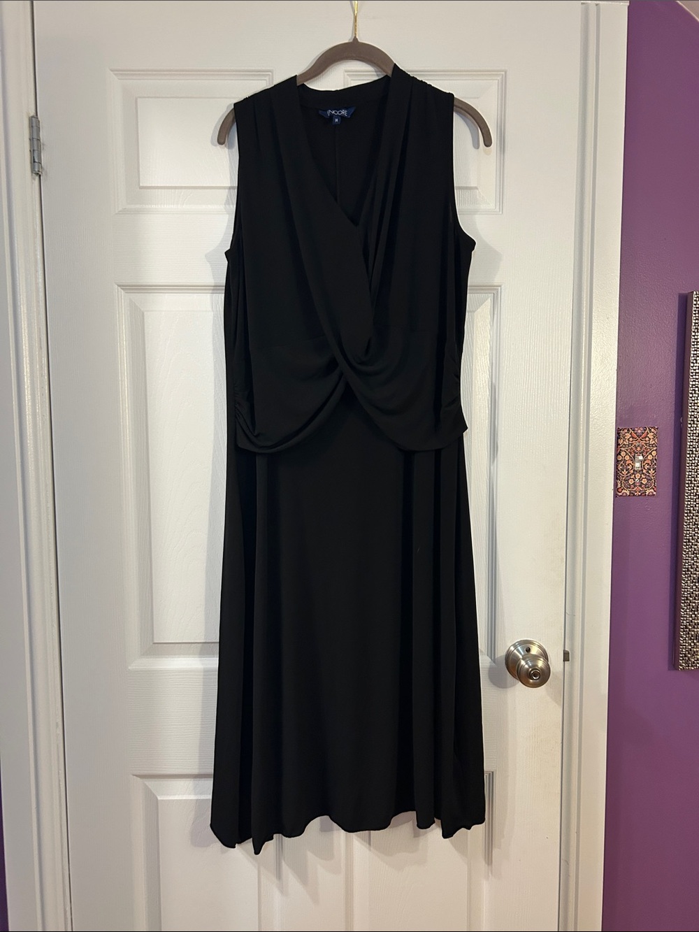 Encore Black Classic Sleeveless Draped Midi Dress